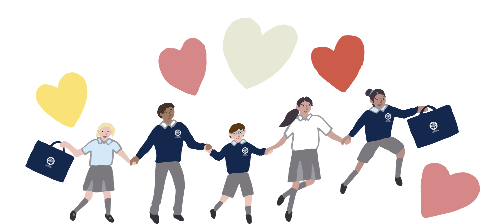 Drawing of children and hearts